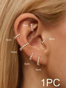 EleRunis 1 PIEZA Pendiente de oreja tipo clip de plata de ley 925 con diamantes clásicos de 6/8/10mm, para cartílago perforado, estilo boho, sencillo y minimalista, joyería hecha a mano hipoalergénica, regalo - Dorado - Ver 12