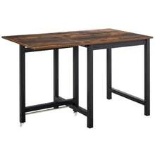 Extendable Dining Table, Foldable Kitchen Table With Wheels, Metal Folding Table, Load Capacity Up To 20 Kg, For Kitchen, Dining Room, 118 X 70 X 76.5 Cm, Brown | Aosom - Brown - View 7