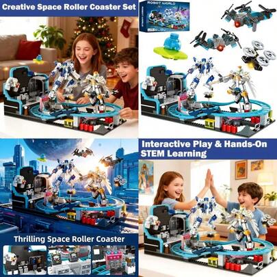 Toptrend Space Roller Coaster Toy 1293pcs Robot STEM Building Toys Coaster Set For 6-7 8-12 8-14 Creative Engineering Christmas Stockings Stuffers Gifts For 6 7 8 9 10 11 12 13 14 Year Old BoysAn Excellent Tool For Introducing Space Science