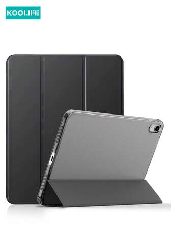 Koolife 1pc Tri-Fold Transparent Tablet Case With Pen Slot, TPU+PU Leather Slim Stand Bracket, Wake Up Sleep Shockproof Anti Drop Clear Back Cover, Compatible With IPad Pro 11/12.9 Inch, Air 4th/5th, IPad 10th/9th/8th, Mini 4th/5th/6th Generation