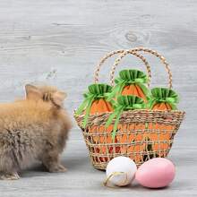 5/10pcs Easter Carrot Shaped Design Drawstring Gift Bags, Easter Basket Velvet Bags, Jewelry Storage Bags For Wedding Party, Suitable For Spring Egg Hunting, Outdoor Party Favors, Easter Party Souvenirs And Holiday Sweets Packaging, Holiday Gift Storage And Decoration - Multicolor - View 13