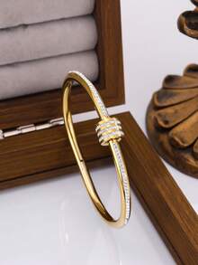 5件套简约优雅奢华闪亮星形手链，女士高端钛钢手链 - 金色 - 查看 4