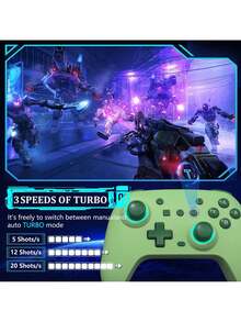 Wireless Controller, Suitable For Switch/Lite Controllers, With Dual Vibration/LED Lights, Gyro Axis, Motion Support Wake-Up, And Adjustable Turbo Function - 薄荷綠 - 查看 2