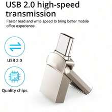 1个U盘，容量可选：1GB、2GB、4GB、8GB、16GB、32GB、64GB、128GB，USB 2.0高速接口，金属材质，兼容PC/笔记本电脑/平板电脑/手机/车载音响/游戏机/音频设备 - 安全存储您的文件！ - 銀色 - 查看 4