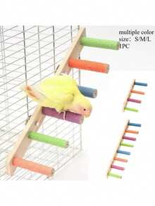 S/M/L Size Rough Surface Wooden Bird Ladder, Tiger Stripe Parrot Claw Grinding Climbing Frame, Non-Slip Parrot Cloud Ladder, Small Parrot Daily Exercise Claw Ladder (Random Color) - Multicolor - View 1