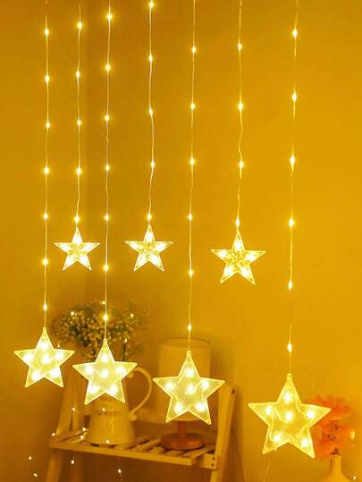 1 buc. Șnur luminos cu 82 LED-uri, 2 m/6,56 ft, alimentat cu baterii (bateriile nu sunt incluse), lumini înstelate pentru decor de perete interior, potrivit pentru nuntă, petrecere, sărbători, dormitor, decorare de brad în grădină și exterior