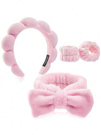 Bộ 4-3 chiếc băng đô và băng đeo cổ tay SPA sợi siêu mềm cao cấp, băng đô rửa mặt, băng đô trang điểm, băng đô chăm sóc da, băng đô xốp mềm mại, băng đô vải khăn mềm thấm hút tốt, thích hợp cho chăm sóc da, tẩy trang và tắm, dành cho phụ nữ và bé gái, băng đô chăm sóc da, làm đẹp, sản phẩm chăm sóc da, SPA, tự chăm sóc, dụng cụ chăm sóc da, chăm sóc da mặt, dụng cụ cho chuyên viên thẩm mỹ, da, kem làm sạch, chăm sóc da mặt