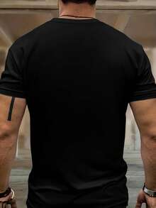 男士时尚印花圆领短袖T恤和裤子套装 - 彩色 - 查看 5