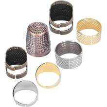 Juego De Dedal De Costura Vintage De Piezas, Latn De Costura Dedal Ajustable Protector De Punta De Los Dedos Para Bordado Manualidades Accesorios De Costura - inicial - Ver 6