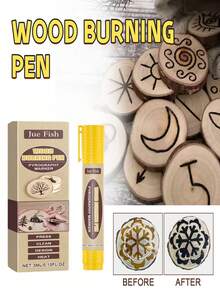 JUE FISH Burning Pyrography Pen, Wooden Coaster & Cutting Board, Handmade DIY Art Painting Design Burning Pyrography Pen. Romantic Handmade Gift For Valentine's Day. Easy To Create Precise And Complex Artistic Designs, Reusable, Cost-Saving.