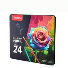 Conjunto de 12/24 lápices de color en caja de regalo de metal, herramientas de dibujo profesionales para estudiantes de arte e ilustradores, suministros de arte premium para proyectos de diseño creativo - Conjuntos - Ver 11