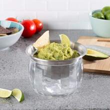 tazón de inmersión fría para servir con cámara de hielo, recipiente de cerámica para inmersión, humus, aderezo, salsa, guacamole y más - 1 - Ver 2
