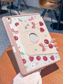 1 件装，樱桃蝴蝶结苹果平板电脑保护套，720° 旋转亚克力硬壳，加厚硅胶软边减震，自动唤醒/睡眠，镂空 Logo 孔，兼容 iPad 11/20/25/第十代/第九代，iPad Pro 20/24 13/11 英寸，带非磁性保护套，办公学习必备保护套。 - 粉色 - 查看 9