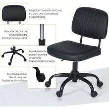 ARREDAMENTI Silla Oficina en CasaSilla Trabajo Giratoria Cuero PU con Respaldo Bajo y sin Brazos Silla Escritorio con Ruedas Ajustable en Altura para Niños Adolescentes y Adultos Negro - Multicolor - Ver 8