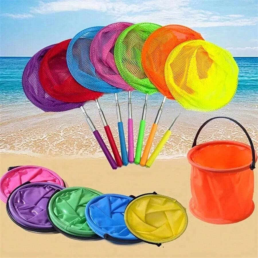 Expandable Fishing Net, Dragonfly Net, Butterfly Net, Fish And Insect Toy, Outdoor Fly Catcher. - 藍色 - 查看 1