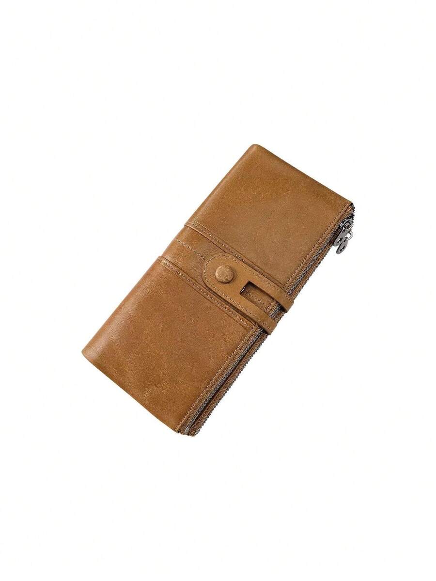 Carteras de Piel para Mujer, Retro Cartera de Unisexo con RFID Bloqueo, Cuero Genuino Billetera Gran Capacidad con Cremallera Doble Clip, Minimalista Tarjetera de Pinza Multibolsillos(Marrón),36701361 - Púrpura malva - Ver 1