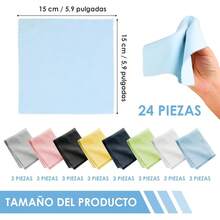 24 PCS Paños para Limpiar Lentes, Paños de Limpieza de Microfibra, Paño de Limpieza de Cámara, Limpieza de Lentes para Gafas, Camaras,,, Tabletas, Cell Phones, LCD Pantallas, 15 * 15cm - 1 - Ver 1