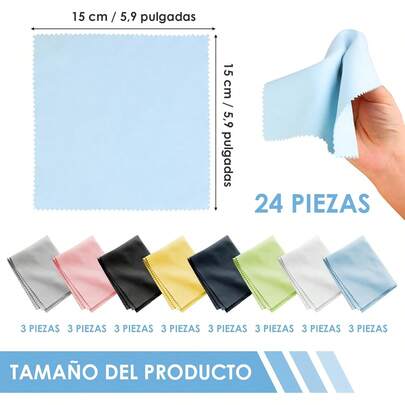 24 PCS Paños para Limpiar Lentes, Paños de Limpieza de Microfibra, Paño de Limpieza de Cámara, Limpieza de Lentes para Gafas, Camaras,,, Tabletas, Cell Phones, LCD Pantallas, 15 * 15cm