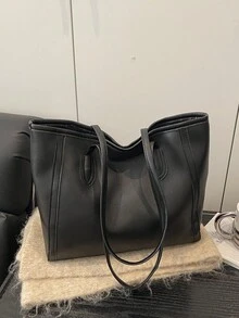 Casual Large Capacity Tote Bag For Women, New Fashion Versatile Shoulder Handbag For Commuting - Black - View 7