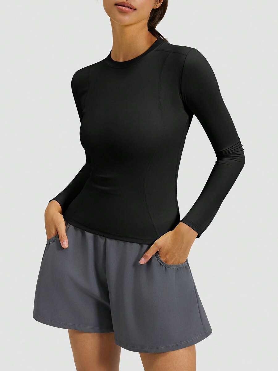 MathCat Workout Shirts For Women Long Sleeve, Workout Tops For Women, Quick Dry Gym Athletic Tops - 星星耀黑色 - 查看 1