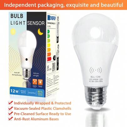 Kasotile (1 paquete) Sensor de movimiento Luz de alta luminosidad de 12W. Reemplaza las luces tradicionales de 50W con parpadeo silencioso. Amigable con los ojos y duradero. Iluminación automática en pasillos/vestíbulos de ascensores cuando se regresa a casa por la noche para evitar tropezar en la oscuridad, garaje/almacén: la iluminación se enciende automáticamente al cargar o descargar mercancías con ambas manos.