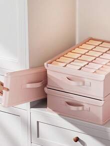 Hộp đựng đồ lót gấp gọn 3 trong 1, có ngăn chia tiện dụng để đựng áo ngực, tất, cà vạt, khăn quàng cổ, phụ kiện tủ quần áo phòng ngủ, vật dụng cần thiết cho mùa tựu trường. - Hồng - Xem 6