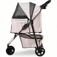 Carlson Pet Products Cochecito para mascotas incluye rueda delantera giratoria de 360 grados paraguas y toldo de malla Caqui Negro - Caqui - Ver 10