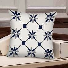 TOPSSCTR Set de 4 fețe de pernă cu imprimeu floral albastru - floarea-soarelui, margarete și flori geometrice pentru decor modern al casei, 45 x 45 cm, huse de pernă pătrate din poliester moale, confortabile, lavabile la mașină, cu închidere cu fermoar, perfecte pentru decorul canapelei în sufragerie, decorul dormitorului, fără miez de pernă - Multicolor - Vizualizare 8