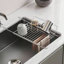 Escurridor de Trastes 304 Acero Inoxidable Escalable Organizador de Platos sobre Fregadero Escurridor de Cubiertos Impermeable y Antioxidante Aecador de Trastes Cocina - rejilla de drenaje - Ver 1