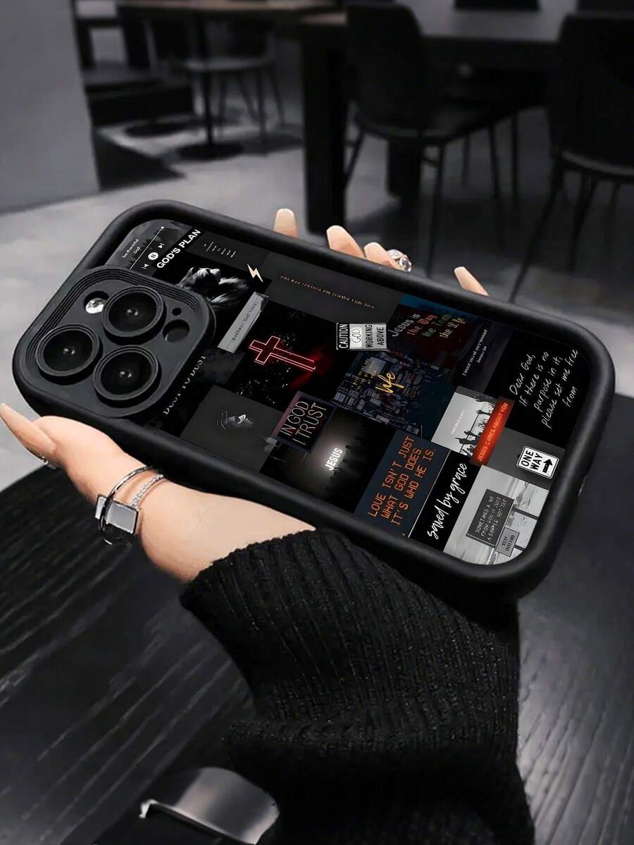 Faith Collage Phone Case, Inspirational Style, Phone Case For IPhone 17 Pro Max 17 Air 17Pro 16 15 14 13 12 11 Pro Max, Religious Gift, Christian Theme,In God I Trust Design,Saved By Grace Art,One Way Sign,Ashes To Ashes,Dust To Dust,Love Isn't Just What God Does Quote,Christ Died For Our Sins,God's Plan Inspiration Gift - 黑色 - 查看 1