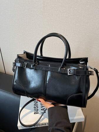 1 st. trendig minimalistisk rutig handväska med liten nischdesign och metallspänne, damväska med hög kapacitet, snygg och mångsidig axelremsväska lämplig för shopping, arbete, daglig pendling, julklapp