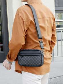 男士时尚休闲斜挎包，大容量青年礼物街头斜挎包，新款 SH76-5 - 黑色 - 查看 8