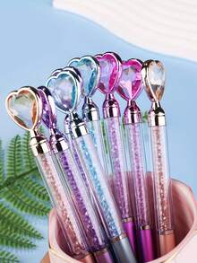 4/6 PCS Elegant Diamond-Shaped Gel Pens With Sparkling Crystal Tips - Pastel Pink, Purple, Green, & Golden Accents, Medium Point Tip For Writing, Drawing & Crafting - Durable Plastic Construction, Perfect For Office, School, Or Creative Projects - Multicolor - View 1