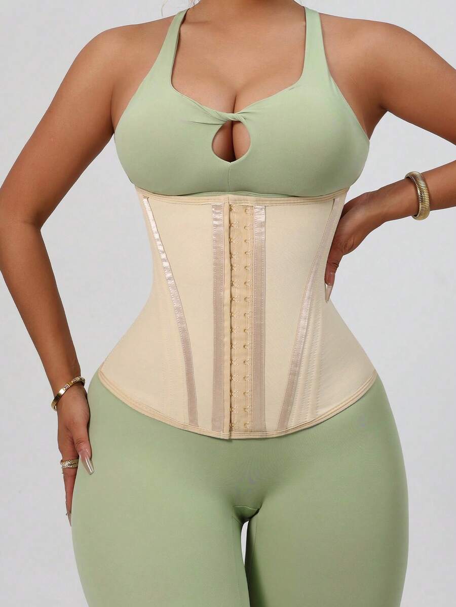 Ladies' Waist Belt With Buckles, Closed Waistband And Sports Abdominal Tightening Belt - Apricot - View 1
