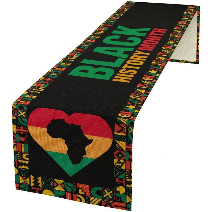 1PC African Table Runner,Traditional African Colorful Retro Patterns Table Cloth, Kitchen Dining Table Runnersk, Fireplace Decoration, Made Of Thick, Durable, And Wrinkle-Resistant Polyester Fabric, 13x72 Inch And 13x48 Inch, Washable Table Cloth Dresser Scarves For Party Wedding Birthday Holiday - African Black - 查看 1