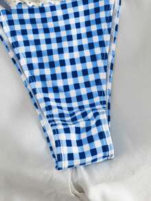 PEPPERMOLLY 新款柔软波点蕾丝荷叶边蝴蝶结装饰露背性感派对比基尼套装，优雅女士夏季沙滩时尚泳装度假装 - 藏蓝色 - 查看 5