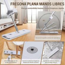 Trapeador Microfibra, Trapeador Hmedo y Domstico, Mop Trapeador, con 4 Paos de Limpieza y Clips de Fijacin, Mopa para Limpieza Desuelo, para el Bao, la Cocina, la Oficina y VentanaA - A - Ver 5