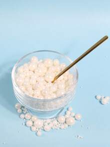 85g/3oz Chispas Blancas para Decoración de Pasteles, Cuentas Redondas de Tamaño Mixto para Decoración de Horneado, Adecuadas para Decoración de Pasteles de Boda, Decoración de Fiestas, Helados, Cupcakes, Galletas Horneadas, Decoración de Pasteles de Cumpleaños para Fiestas de Cumpleaños, Solo para Decoración - Multicolor - Ver 3