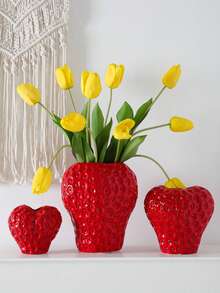 1 Stück kreative Erdbeervase, hochwertig und elegant, geeignet für exklusive Wohndekoration, künstlerische Dekoration und einzigartige Obst- & Blumenarrangements. Süß erdbeerförmige Vase, liebevolle fruchtthematische Dekoration für den Schreibtisch Zuhause. - Verschiedenfarbig - Übersicht 9