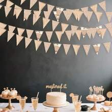 1 pieza Banderín triangular decorativo de fiesta con brillo dorado champán, de papel metalizado y papel con brillo, adecuado para fiestas con tema dorado champán, fiestas de graduación, despedidas de soltera, fiestas de compromiso, duchas nupciales, cumpleaños, bodas, bautizos, baby showers, fiestas de aniversario, fiestas festivas, fiestas de San Valentín, fiestas de jardín - Champán - Ver 7