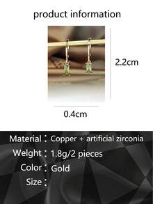 1pair Simple Drop Earrings - Olive Green - View 5