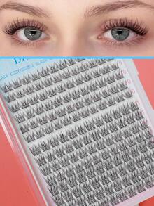 168pcs D-Curl Individual Eyelash Extensions Kit, 9-12mm Mixed Lash Clusters, Includes Lash Glue, Sealant And Application Tools For DIY Lash Extension At Home - 黑色 - 查看 9