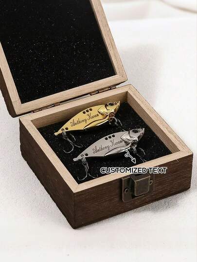 Personalized Fishing Lure Set - Customizable Name/Text, Heavy-Duty Metal Fish Hook Bait Set With Gold Locking Device, Includes Storage Box And Line Guides, Ideal Gift For Fishing Enthusiasts (Suitable For Both Men And Women), Also A Durable Fishing Gear Gift For Dads, Grandpas, Fishing Gifts