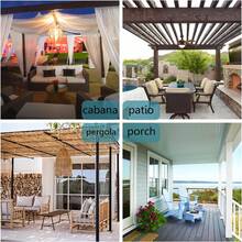 GlossyPop Waterproof Outdoor Curtains For Patio, Premium Thick Privacy Weatherproof Grommet Outside Curtains For Porch, Pergola, Cabana, 1 Panel, 54W X 84L Inch, Cream - 藍綠色 - 查看 11