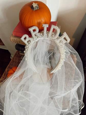 1pc Pearl Headband Veil, Bridal Pearl Headpiece, Wedding Veil Accessory