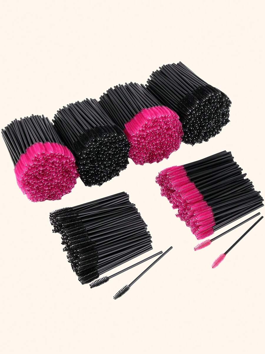 Varitas de rímel desechables con cerdas de cristal para extensiones de pestañas y cejas, 20/50/100/200/300 piezas - Rosa Fucsia - Ver 1
