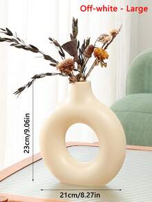 1 pieza Jarrón decorativo circular de plástico negro, jarrón de decoración de flores secas simuladas, jarrón artístico para arreglos florales, decoración simple para sala de estar, sala de exposiciones, decoración del hogar, jarrón de flores, centro de mesa, decoración de mesa, Día de San Valentín, decoración de la habitación de San Valentín, decoración de la sala de estar, decoración de otoño, contenedores de almacenamiento, decoración de la habitación bohemia, decoraciones navideñas