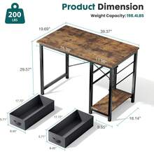 Sweetcrispy Computer Desk With 2 Fabric Drawers, 2 Sizes Gaming Writing Study Table With Storage Shelves And Telephone Hook, Wood Table With X-Shaped Structure For Home Office Bedroom PC Desk - màu nâu - Xem 5