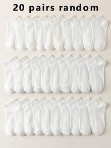 5/10/20 Đôi tất trắng cổ ngắn cho trẻ em, tất thể thao, tất trẻ em, thoáng khí, thoải mái, mềm mại, thích hợp cho mặc hàng ngày/chạy bộ/mặc thường ngày, phù hợp cho bé trai và bé gái từ 1-16 tuổi. - Nhiều màu - Xem 17