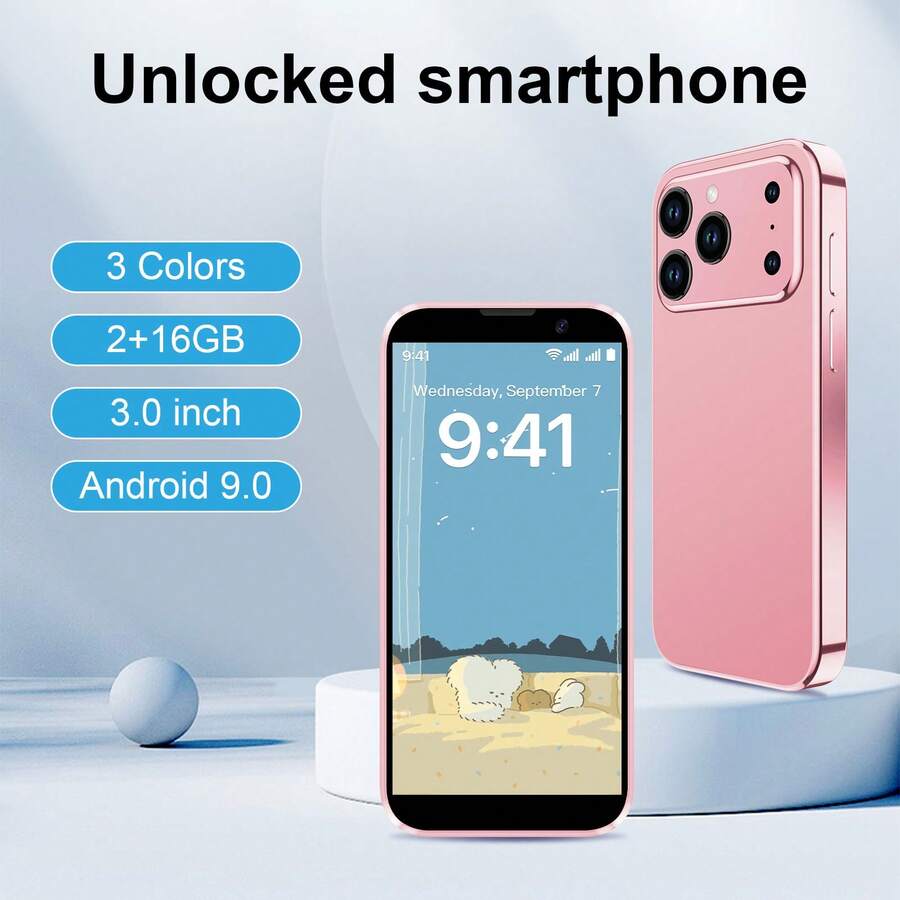 Mini Smartphone 3G Unlocked Mini Smartphone 3.0'' HD Touch Screen World's Smallest 1000mAh Battery Little Mobile Phone With Face ID Pocket Cellphone 2GB+16GB Black/ Pink / Orange.MinI Phone. - Hồng - Xem 1